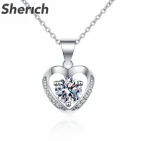 sherich 1 carat moissanite 925 sterling silver heart pendant necklace elegant shine anniversary women couple gift brand jewelry