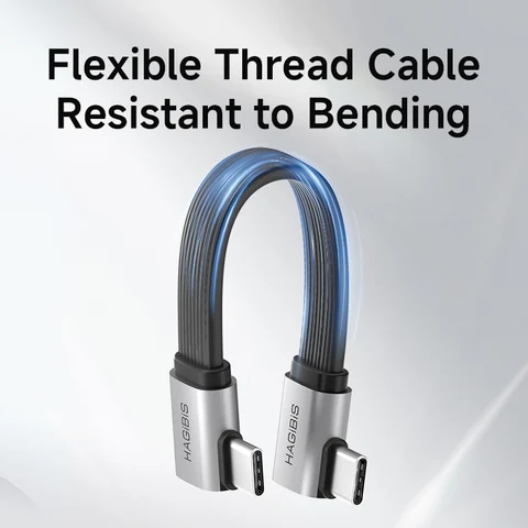 Кабель Hagibis USB C — USB C, короткий, 90-градусный, прямоугольный, Type-C, шнур для быстрой зарядки, L-образный для iPhone 17, переключатель для ноутбука Samsung