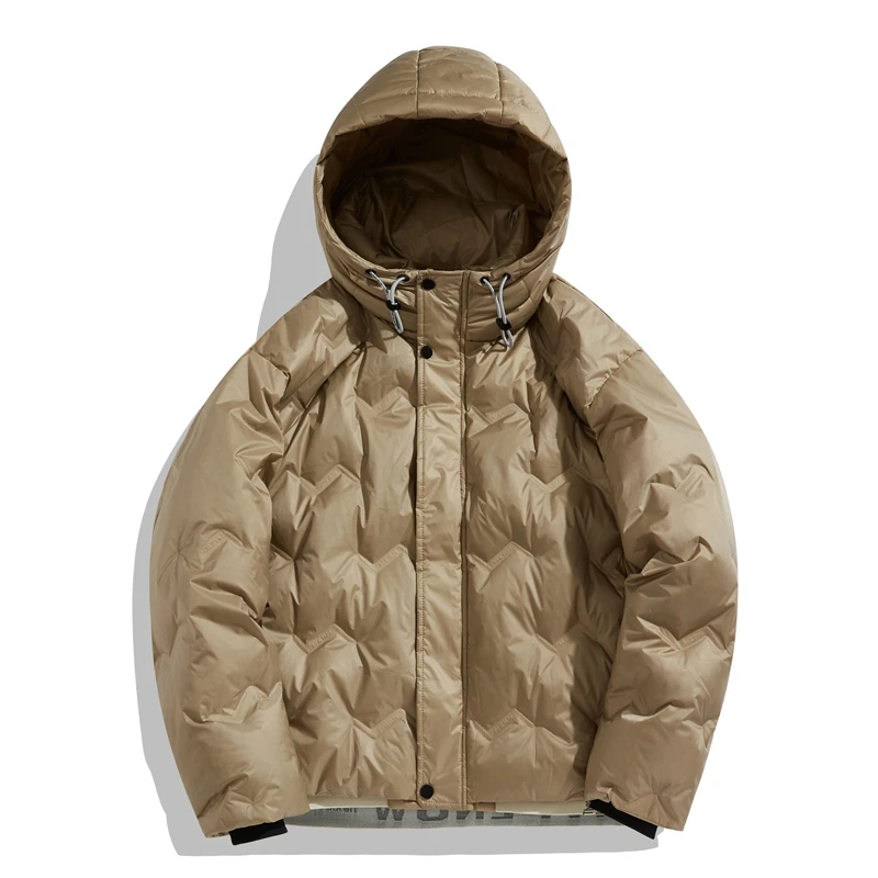 Men's winter simple style solid color 90% grey duck down Down Jackets warm keeping hooded street couple casual down jacket Tops