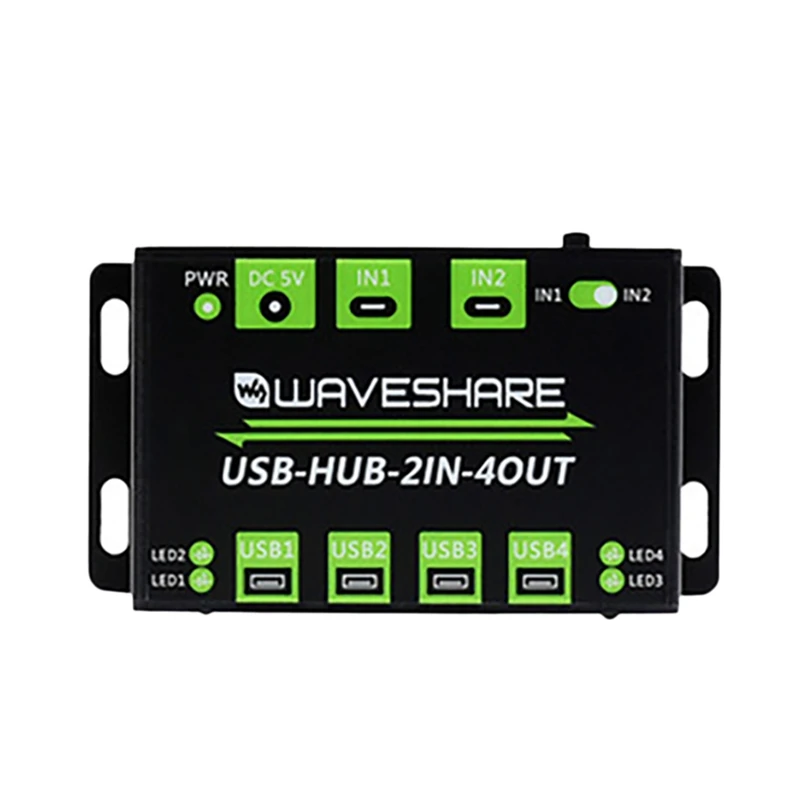 

Waveshare USB Hub Industrial-Grade 4-Channel USB2.0 Hub Dual Host Sharing Free Switching Multiple Protection Circuits