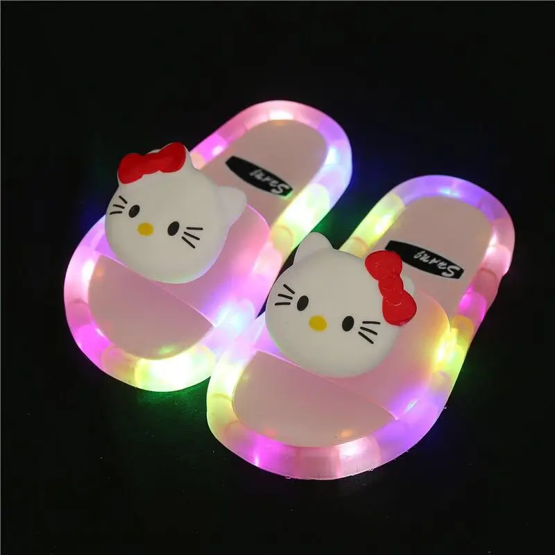 

2022 Girl Slippers Children Hello Kitty LED Kids Slippers Baby Sandals Kids Shoes for Girl Boys Light Up Shoes Toddler
