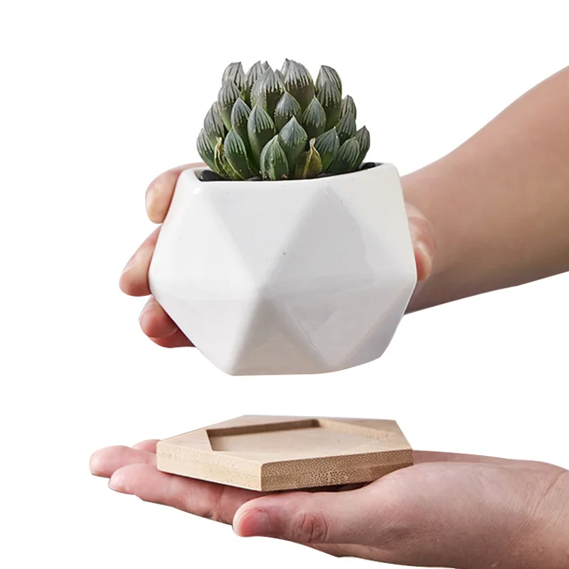 Геометрический белый фарфоровый керамический цветочный горшок Strongwell