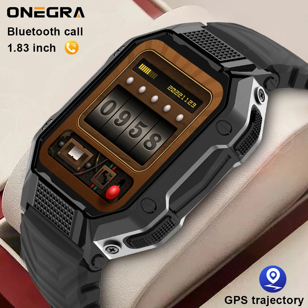 

2023 New Rugged Military Smart Watch Men Sports watch Ip68 Waterproof 1.83'' Inch Bluetooth Call Smartwatch For Android Ios +Box
