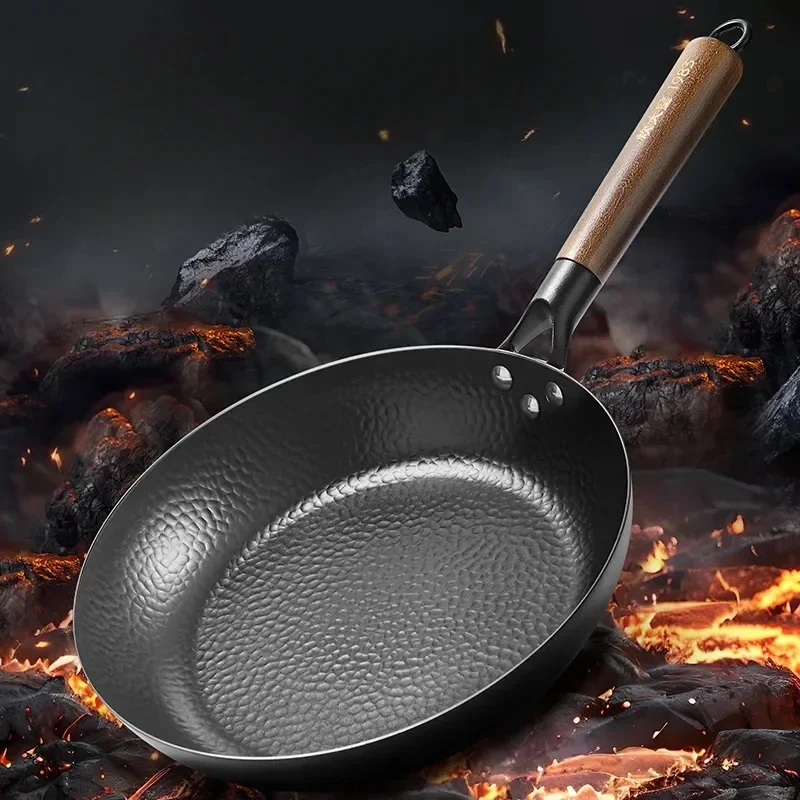 Железная сковорода из углеродистой стали Wok Традиционная газовая плита 11 дюймов