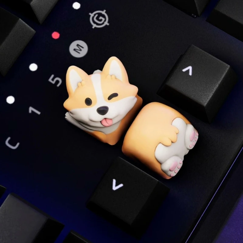 

DIY Anime Keycaps Kawai Handmade 3D Resin Keycaps Customization Cute Corgi Key Caps for Mechanical Keyboard Decoration Gifts