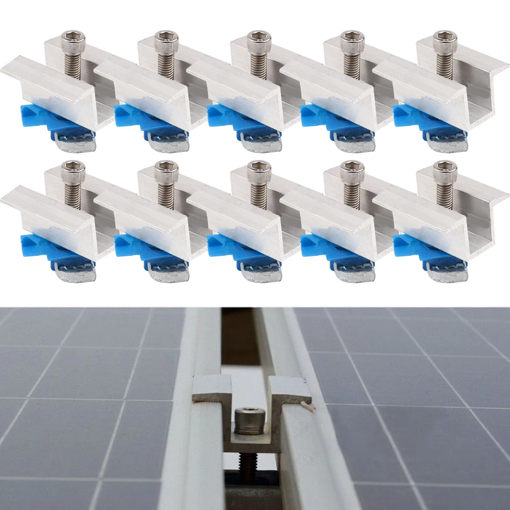 

Panel Clips Solar Panel Clamp Boat RVs Replacement Solar Power Accessories 10 Pcs 2 Sizes Photovoltaic Dedicated