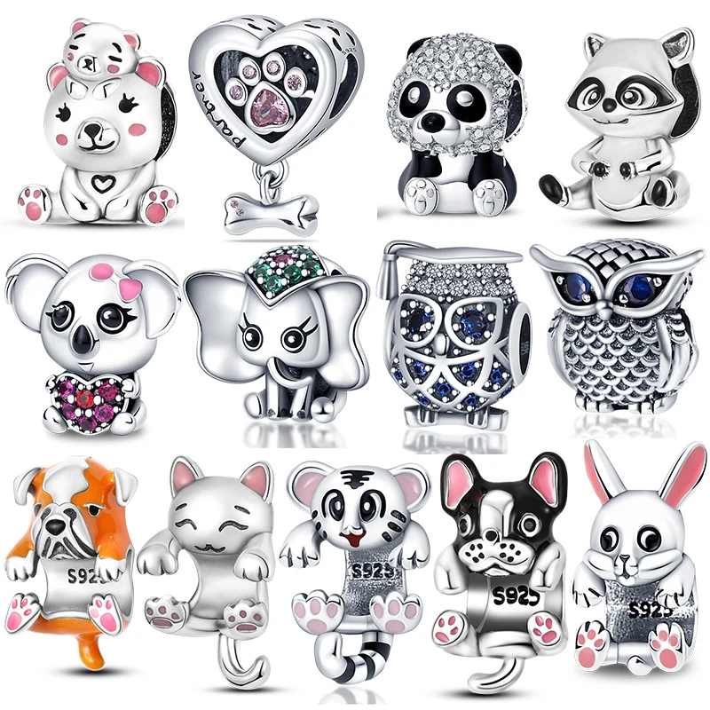

Qikaola Classic Cute Elephant Charms Beads Fit Original Pandora Bracelet Real silver color Pendant DIY Jewelry