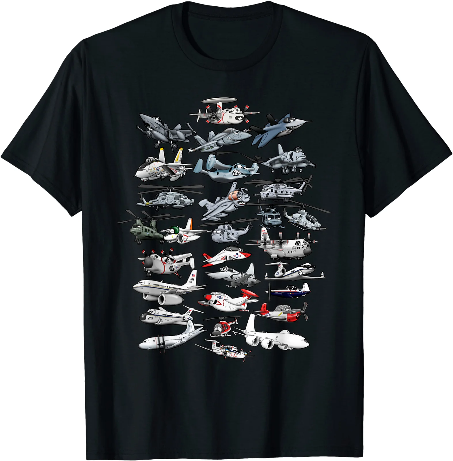 

Aircraft Madness! Cartoon Military Airplanes and Helicopters T-Shirt