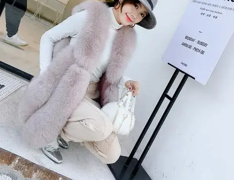 2021 Women Autumn and Winter New Imitation Fur Sleeveless Vest Female Mid-length Faux Fur Temperament Jacket Vest High Street