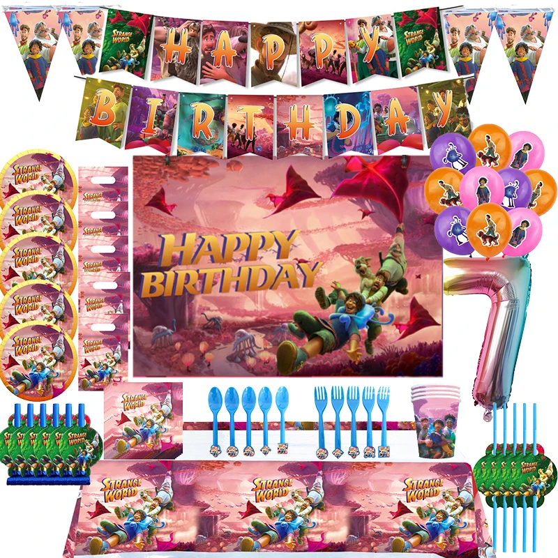 

Disney Movie Strange World Birthday Party Decoration Strange World Balloon Tableware Backdrop Gift Bag Birthday Party Supplies