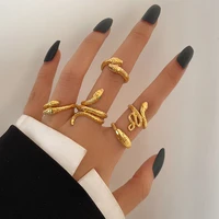 6pcsset fashion creative gold snake rings set for women punk party nightclub youth girls ring jewelry accessories gifts