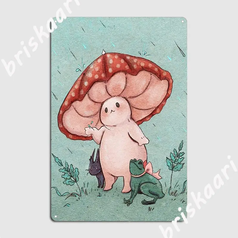 

Mushroom Umbrella On A Rainy Day Metal Sign Club Pub Garage Designing Plaques Tin Sign Poster