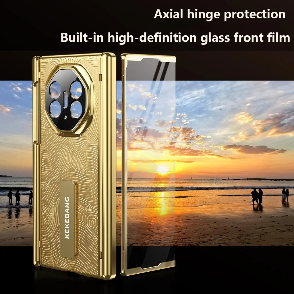 Фото Элитный чехол с 24-каратным золотым покрытием для Huawei Mate XT Ultimate с магнитным шарниром 360° °   Вращающаяся подставка из сплава с закаленным стеклом №2