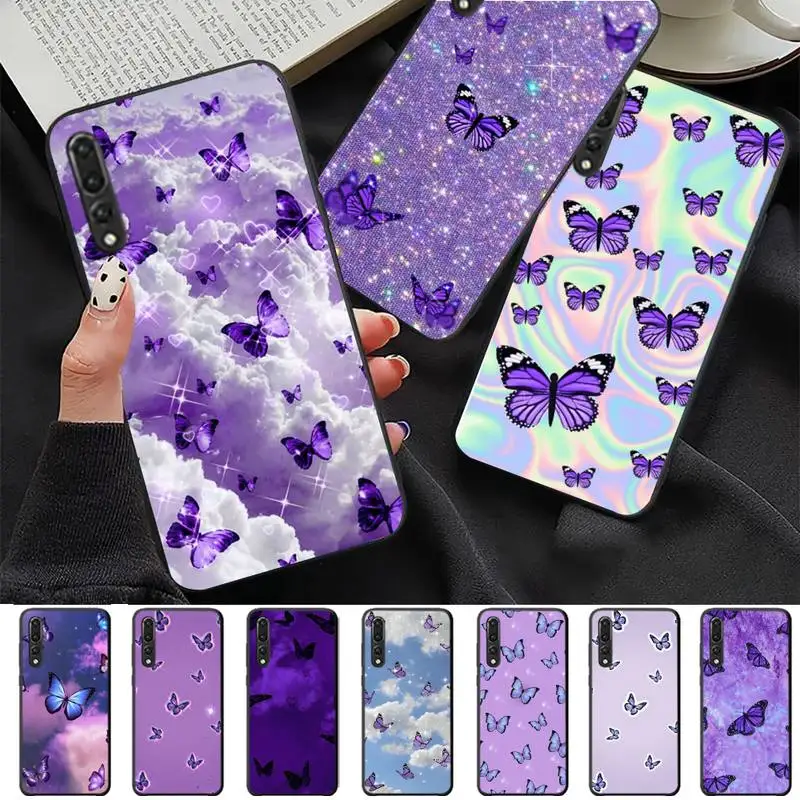

YNDFCNB Aesthetic Purple Butterflies Phone Case for Samsung A51 A30s A52 A71 A12 for Huawei Honor 10i for OPPO vivo Y11 cover