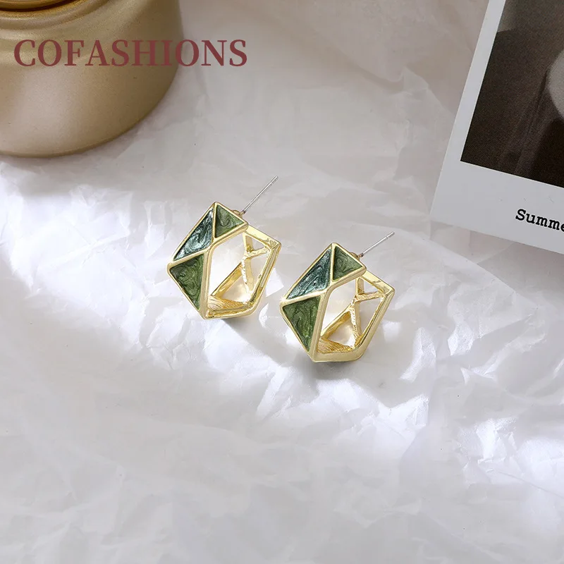 

Korean New Vintage Fashion French Resin Irregular Round Drop Earrings for Women Simple Luxury Stud Earrings Girls Jewelry Gift