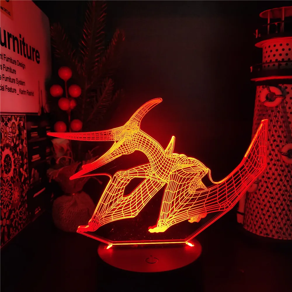 

Pteradon Dinosaur 3D Lamp LED Night Light Creative Table Bedside Lamp Romantic Animal Lampara For Bedroom Decor Anime Manga Gift