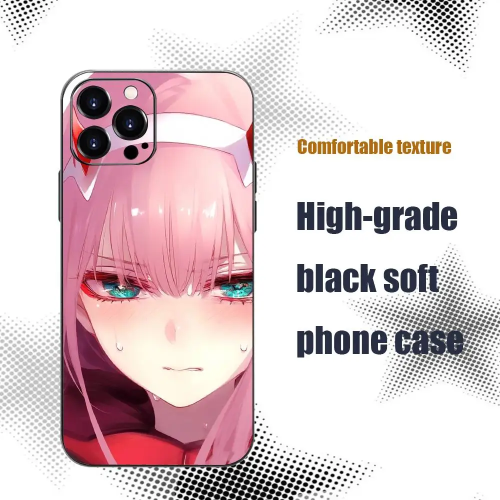 Фото Чехол для телефона Zero Two Darling The FranXX для iPhone 17 16 15 14 13 12 X XR XS 8 Plus Mini Pro Max, мягкий, черный, противоударный №1