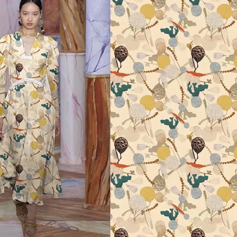 

Саржевая ткань из полиэстера с принтом, французская брендовая мягкая женская рубашка, одежда, стрейчевая атласная ткань для платья на метр, ...