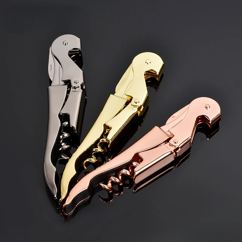 1PC Professional Stainless Steel Wine Screw Corkscrew Double Hinge Waiters Bottle Opener Hippocampus Can Beer Opener