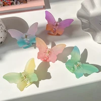 new acrylic hair claw butterfly hairpin clips gradient tie dye colored hair styling tools barrettes women girls hair accessories