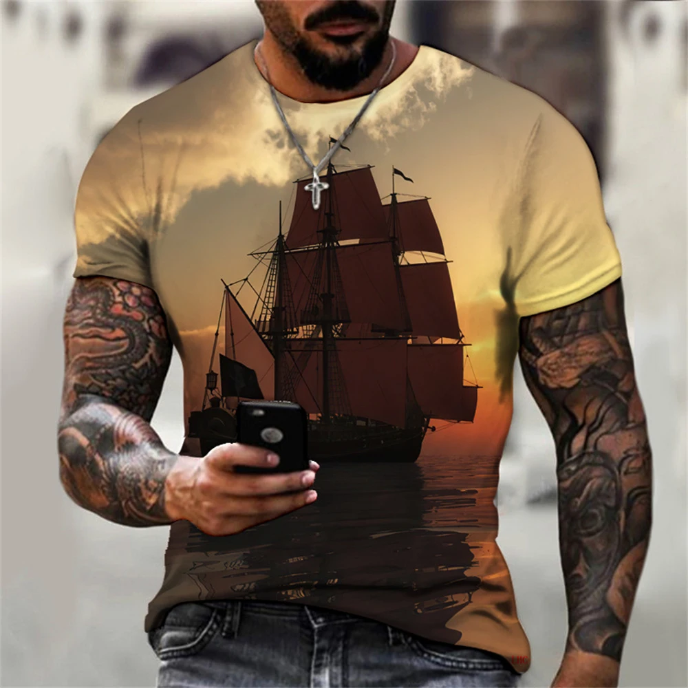 

2023 New Fashion Men's T-shirt 3D Colorful Custom Men's Clothing Daily Casual Short Sleeve Street Top T-shirt Pirate