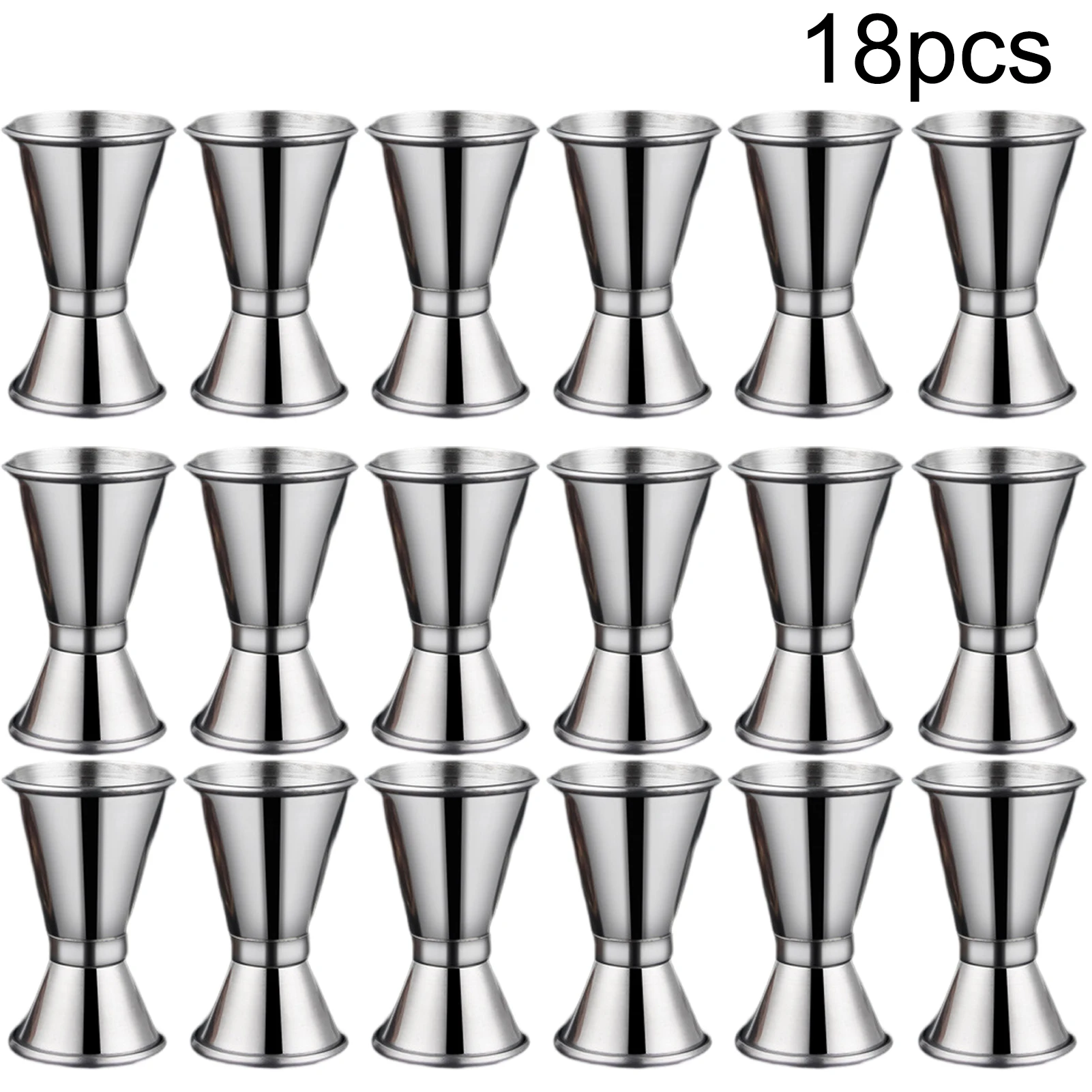 

18pcs For Bartending Sturdy Cocktail Jigger Safety Measuring Convenient Party Crimping With Ring Double End Portable Practical