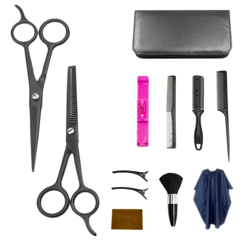 

11 Pcs Hair Scissors Set,Made Of Stainless Steel, Hair Cutting Kit With Haircutting Cape For Baber, Salon And Home
