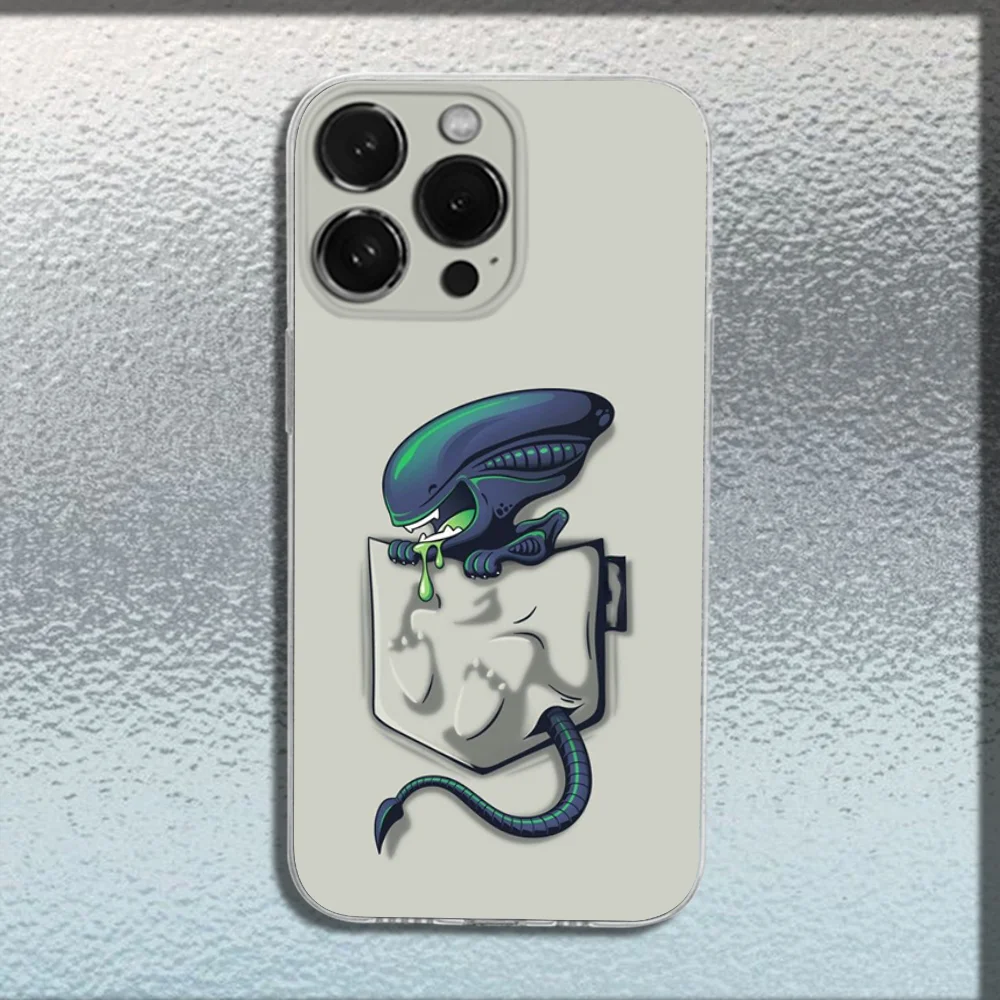 Чехол для телефона Funny A-Alien Xenomorph iPhone 16 15 14 13 12 11 Plus Pro Max XR XS X SE мини-прозрачный