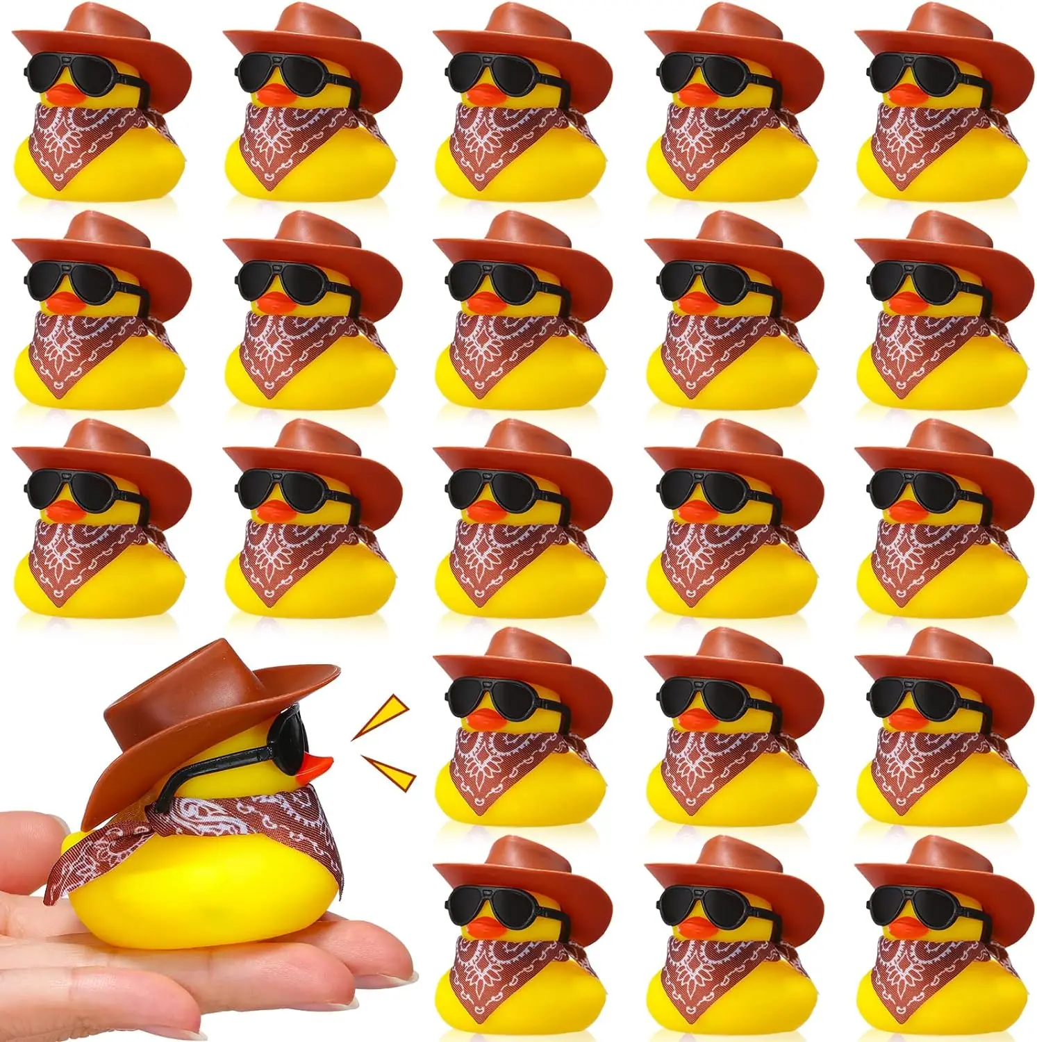 Фото 6/12/24/48 Set Cowboy Rubber Duck Mini Yellow Duckies Party Toy Tiny Ducks Toy for Summer Birthday Swimming Party Favor №1