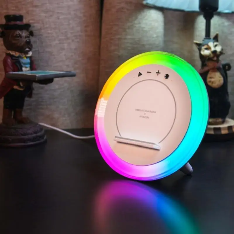 

Multifunction 4 In 1 Wireless Night Lights Wireless Charging Fast Charging Led Speakers 10w Bluetooth Speake Best Birthday Gift