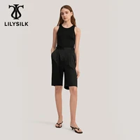 lilysilk summer women 22momme silk shorts 2022 new femme pocket design zipper hook short pants official must have free shipping