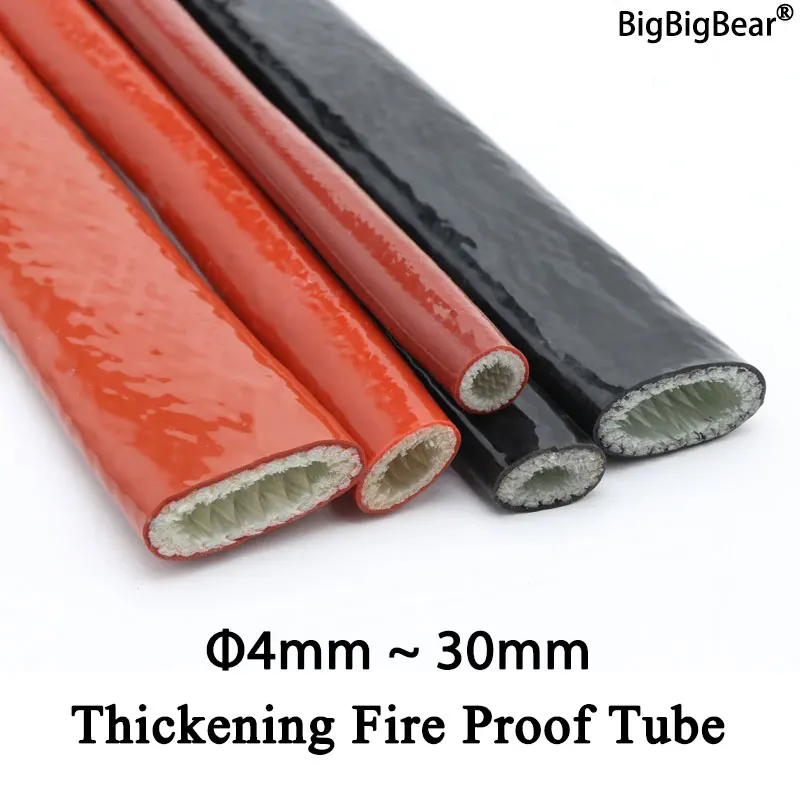

High Temperature Resistant Fiberglass Tube Silicone Resin Coated Glass Fiber Braided Fireproof Sleeve Fire Retardant Casing Pipe