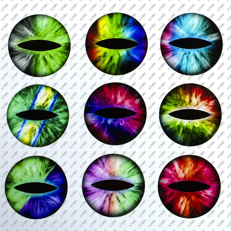 

10PCS glass eyes cabochons Round 6-30MM Round Dome Dragon Eye Cat Eye Toys DIY Jewelry Accessory MIX Pupil Eye Cameo