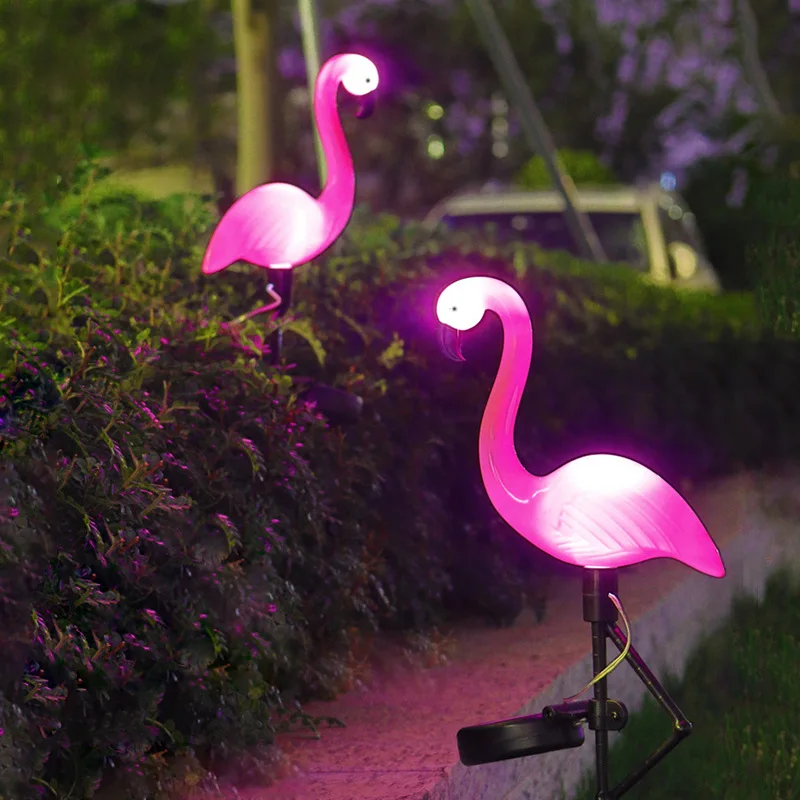 Светодиодная уличная лампа в виде фламинго на солнечной батарее, водонепроницаемый садовый светильник для двора, декоративсветильник осве...