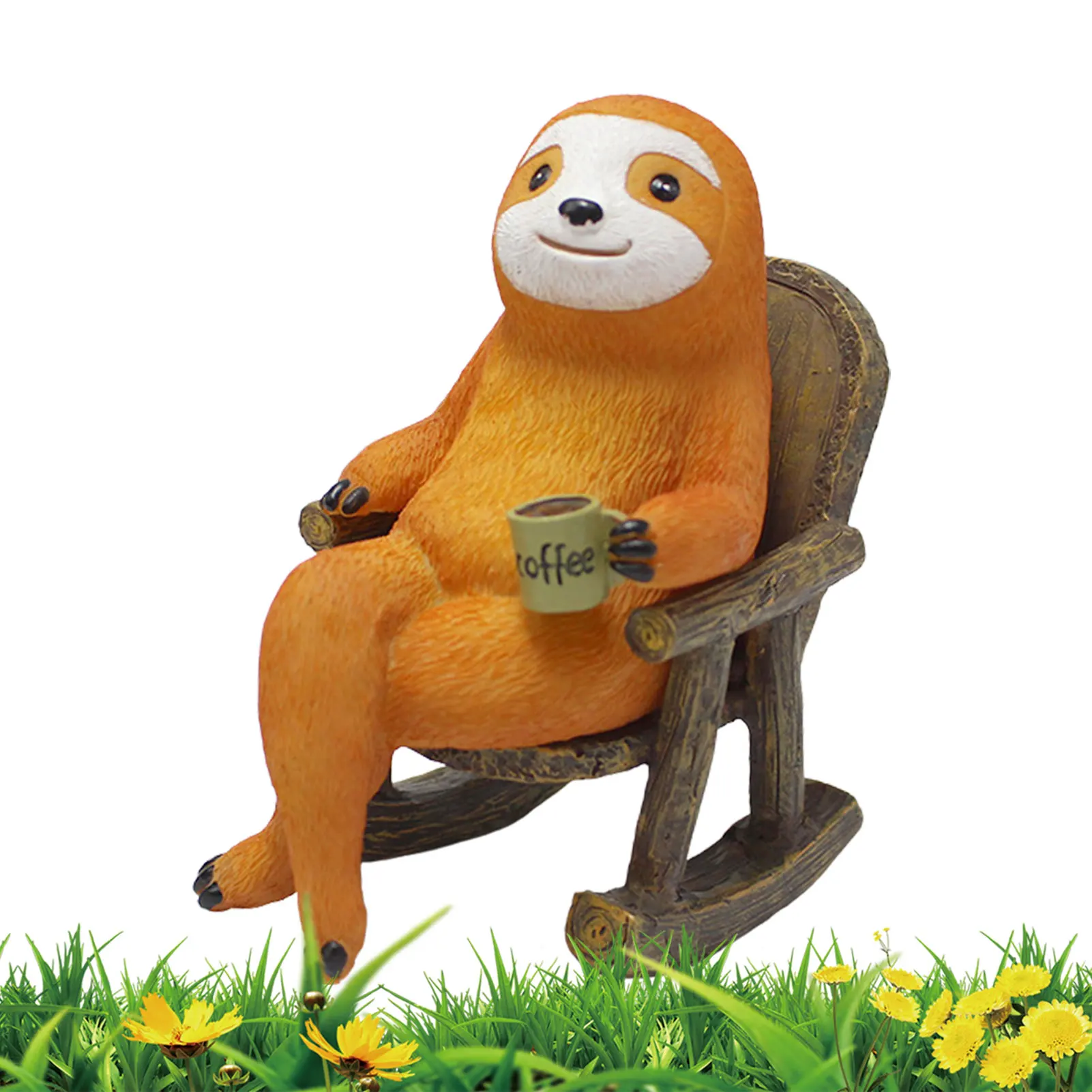 

Garden Sloth Statue Resin Sloth Figurines Relaxing On Rocking Chair Statue Sloth Table Sculptures Animal Art Yard Outdoor