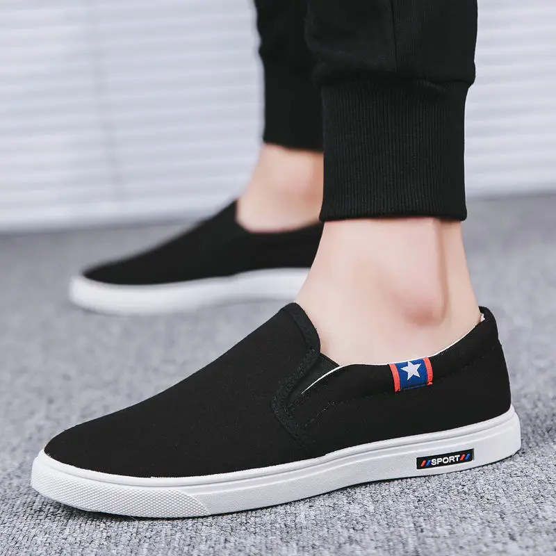 

Old Beijing cloth shoes casual spring men's work canvas shoes fashion shoes one pedal lazy Doudou tide shoes