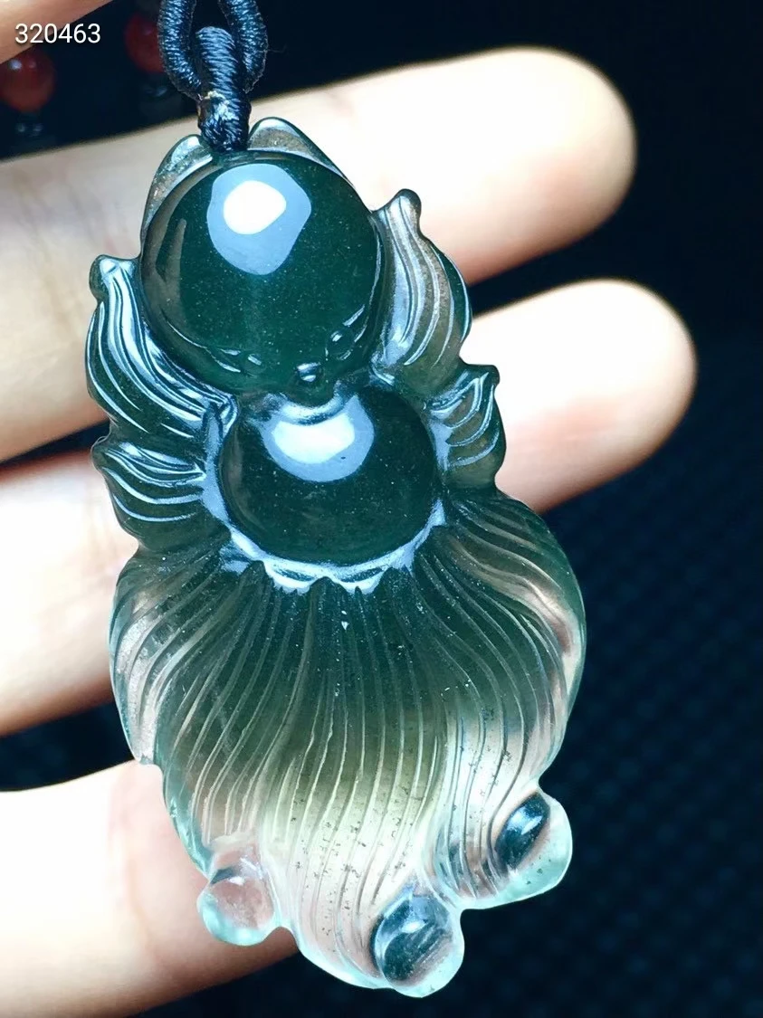 

Natural Green Phantom Quartz 9 Tails Fox Carved Pendant 47*26*12mm Brazil Clear Women Man Necklace Jewelry Green Phantom AAAAA