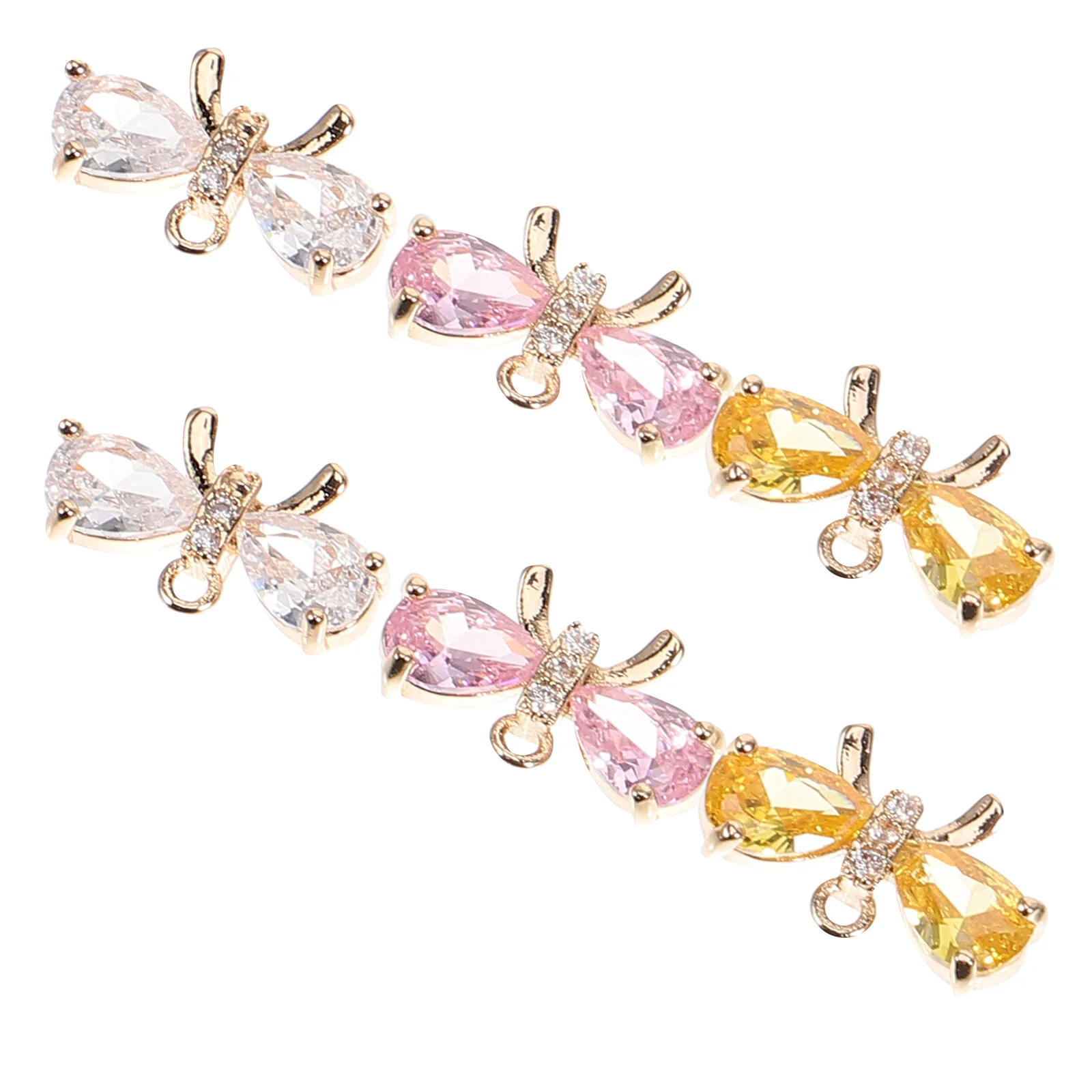 

6 Pcs Bow Pendant Bowknot Charms Decked Accessories Metal Jewelry Necklace DIY Craft