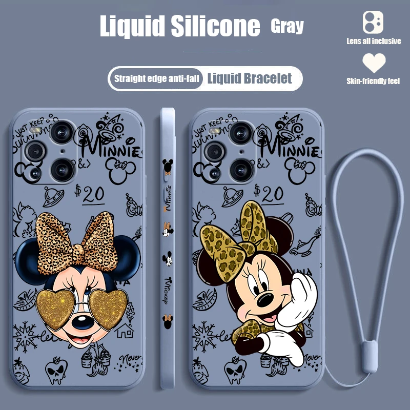 Минни Дисней Маус для OPPO Find X6 X5 X3 X2 Pro Lite Neo жидкий левый веревочный силиконовый