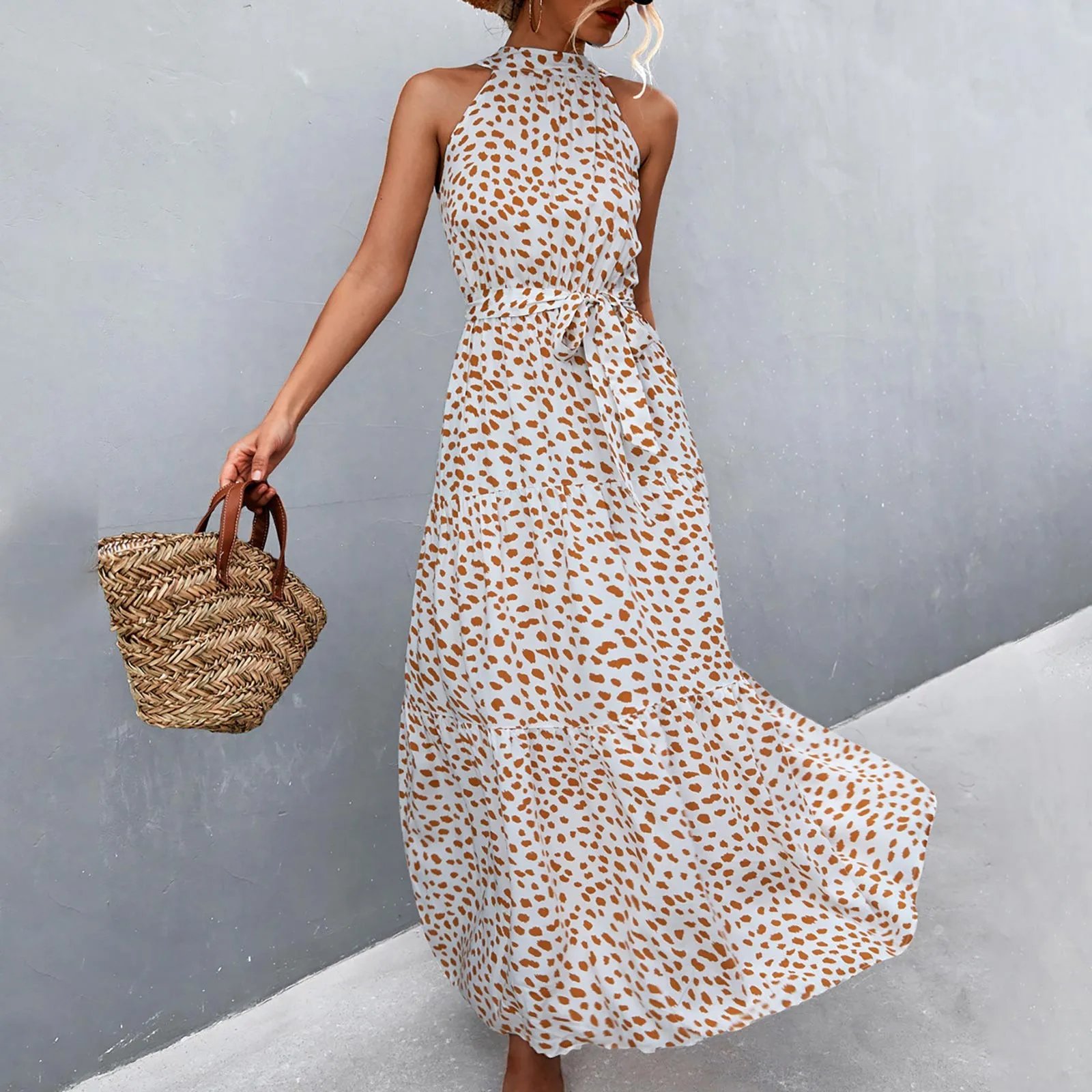 

Женское винтажное длинное Платье, элегантное праздничное Платье без рукавов с принтом, весна