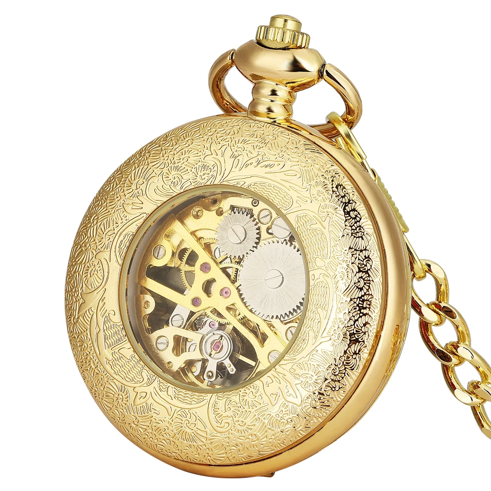 Vintage Mechanical Pocket Watch Gifts for Men Women Blue/Green/Red/Yellow FOB Chain Clock Couple Pocket Watches montre de poche