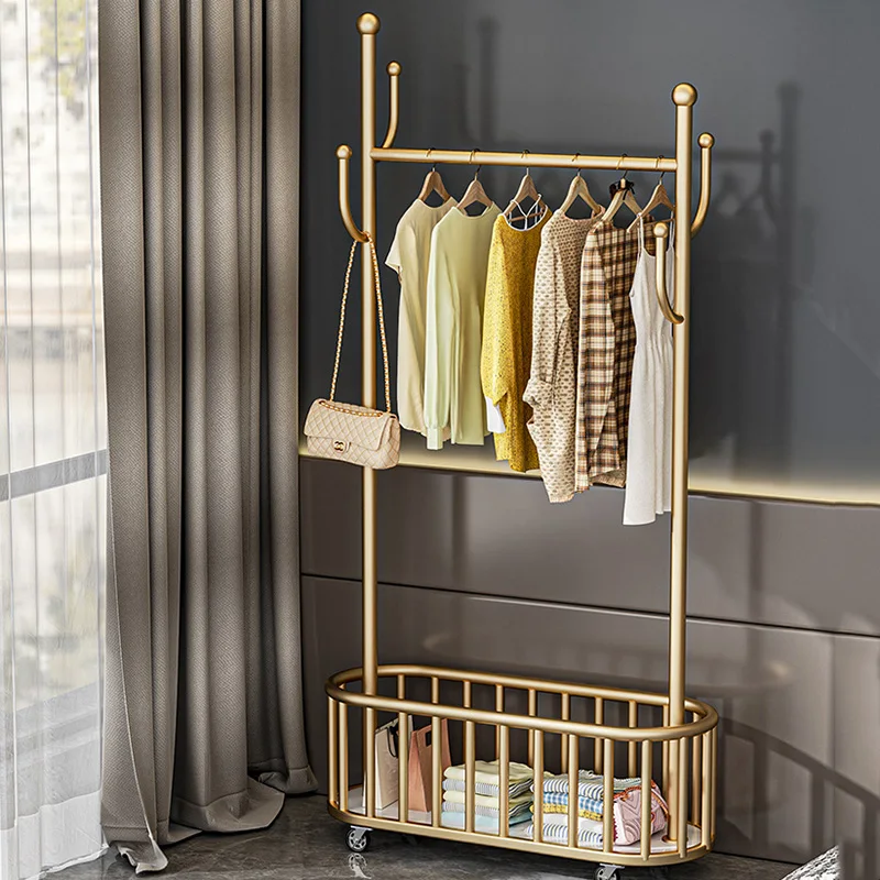 

Bedroom Entrance Clothes Rack Stand Hall Coat Organizer Standing Nordic Clothing Rack Golden Storage Roperos Furniture YYY30XP
