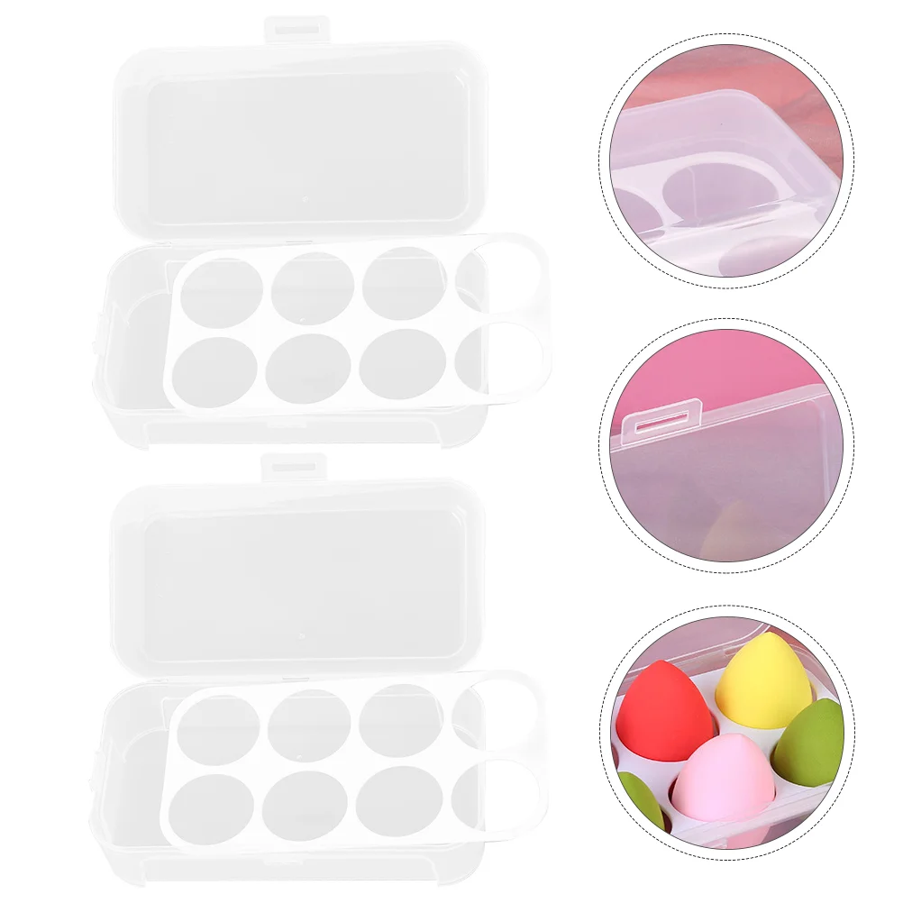 

2 Pcs Drying Rack Dustproof Storage Case Supplies Accessory Travelling Accessories Box Powder Puff Container