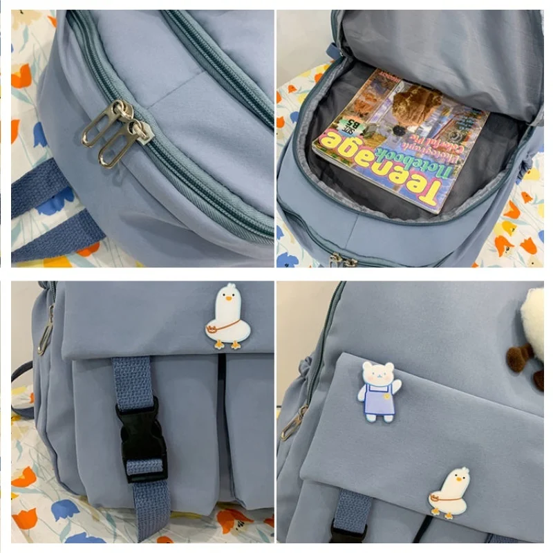 Simple Large Capacity Backpack Youth Schoolbag Men's Multi-functional Backpack Girls' Nylon Backpacks