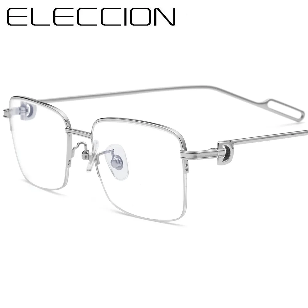 

ELECCION Fashion Metal Half Rim Optical Frame Brand Glasses Men Myopia Prescription Eyeglass Frames Women Square Eyewear