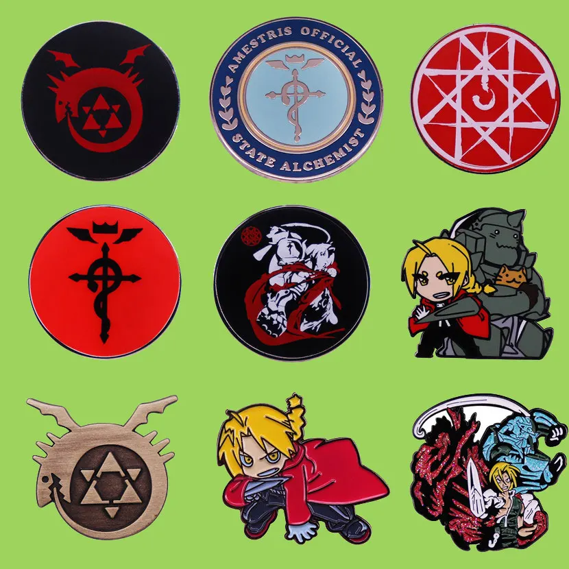 

Japanese Hot-blooded Anime Steel Alchemist Cartoon Characters Brooch Collection Bag Lapel Pin Badge Jewelry Art Gift for Friends