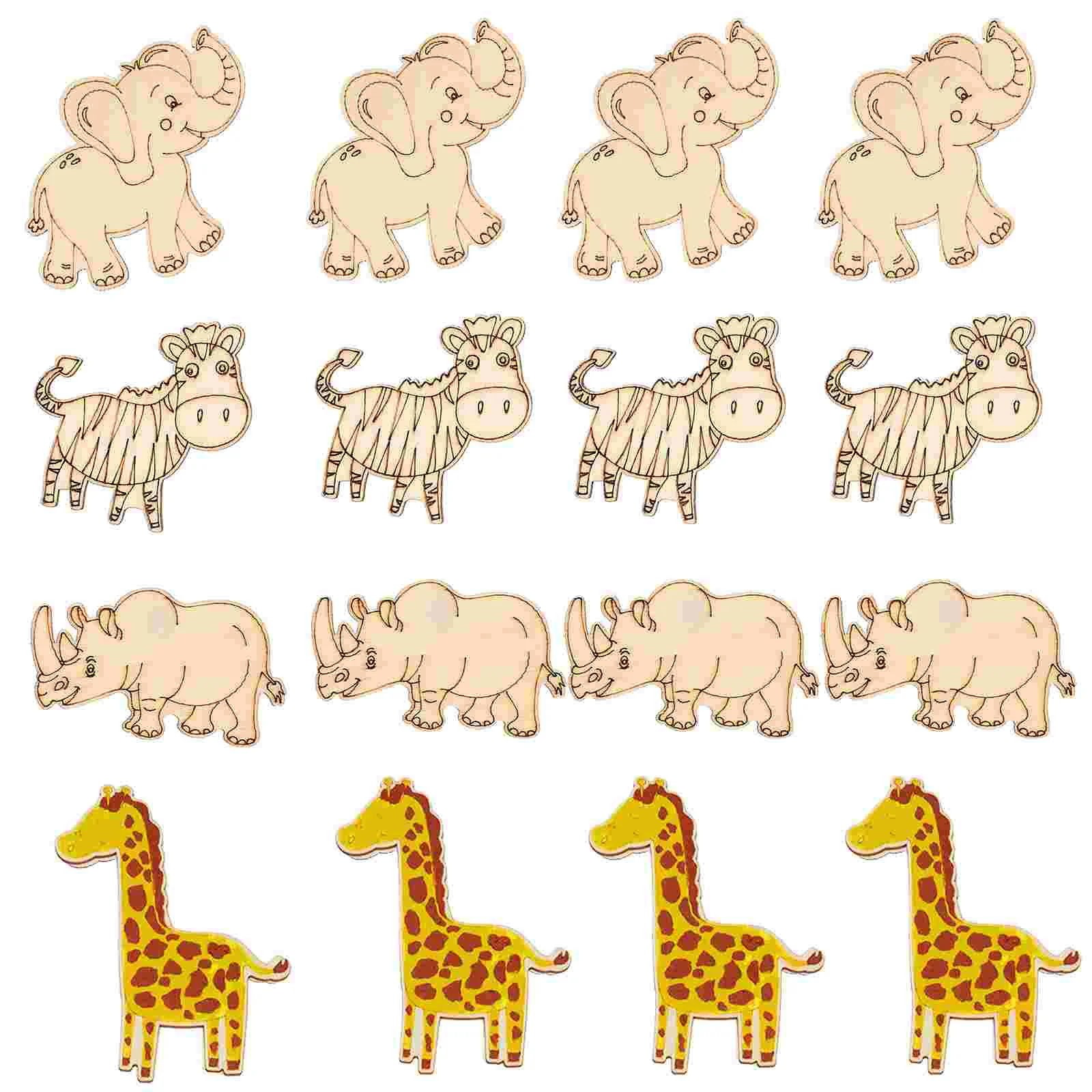 

40pcs Unfinished Wooden Animal Shaped Slices DIY Blank Graffiti Wood Animal Cutouts