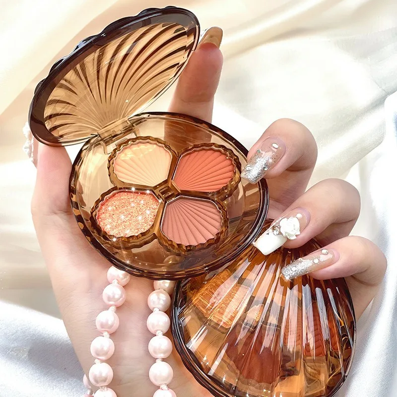 Ракушка четыре цвета тени для век перламутрово-люстримат цвет земли стойкий