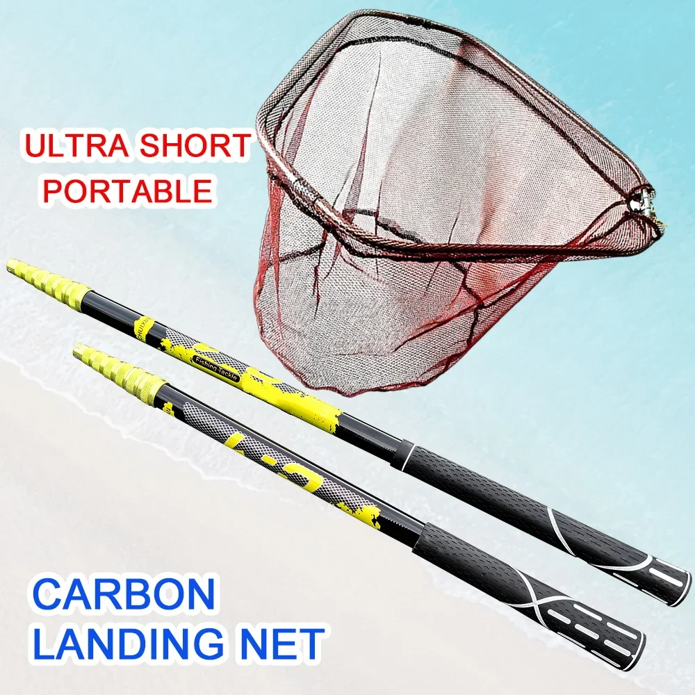 

JOSBY 8MM Lightweight Telescopic Carbon Fiber Fishing Landing Net Fish Pole 4.0M 3.0M 2.1M Carp Fly Hand Dip Net Travel