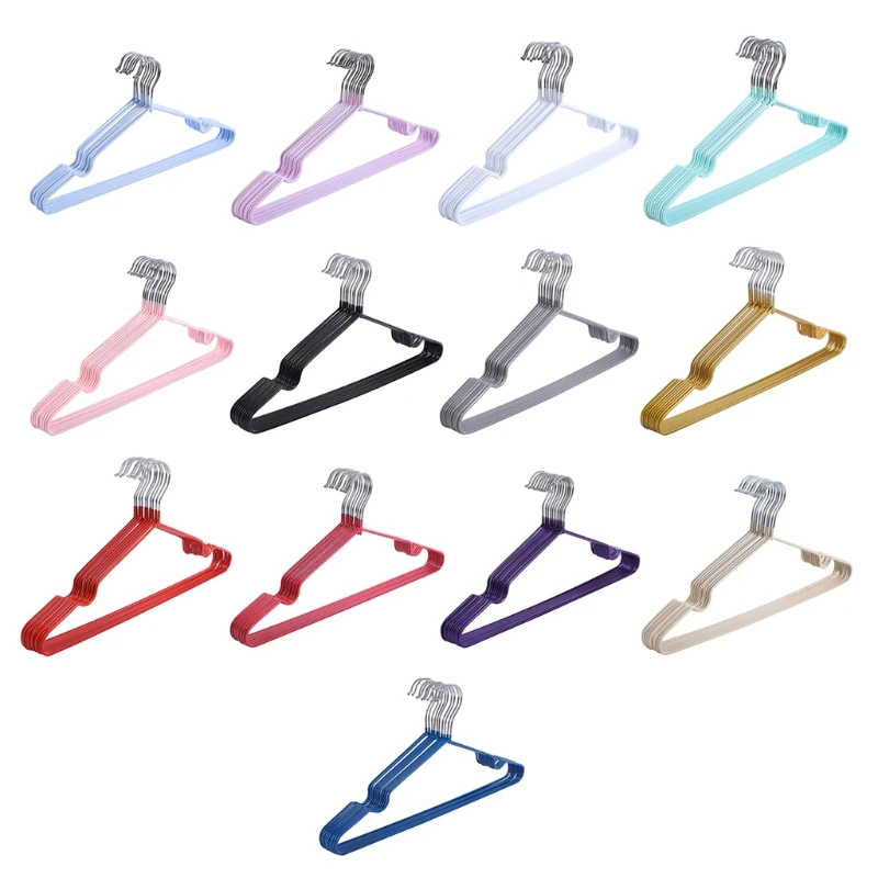 

10pcs Kids Baby Metal Clothes Hanger with Non-Slip Plastic Coating Children Coats Pants Dresses Holder Support Drying Rack